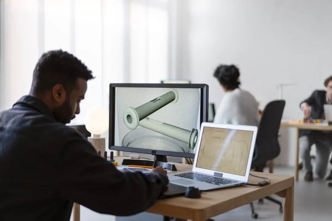 designers team working 3d model scaled